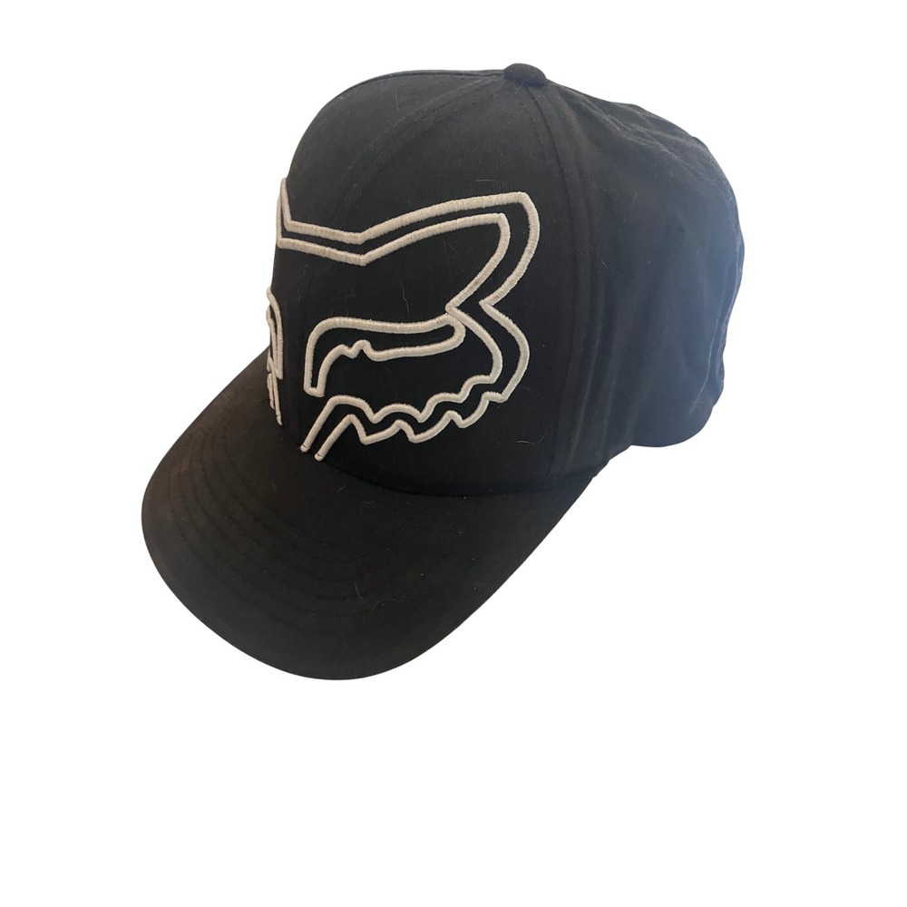Fox Racing Mens Flexfit Hat OSFA Black Embroidered Logo Motocross Cap